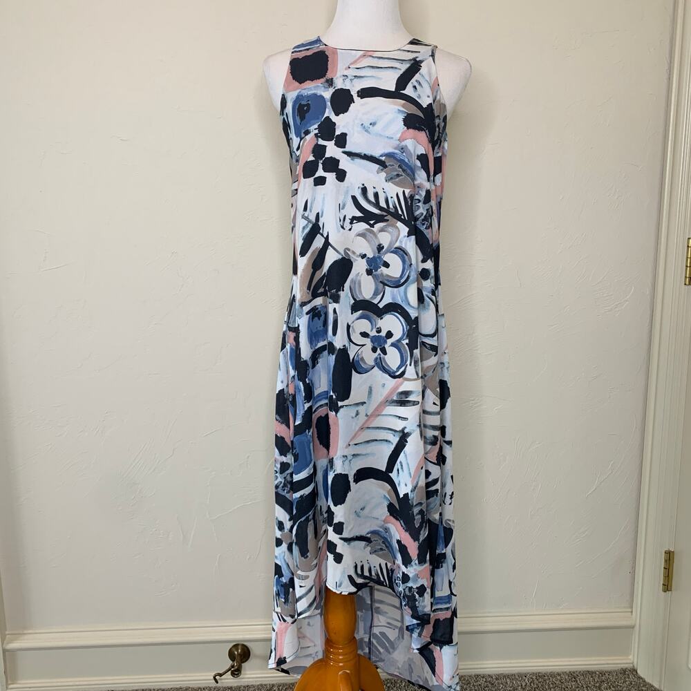 Karen Kane Hi Low Sundress Blues Floral Sz Small